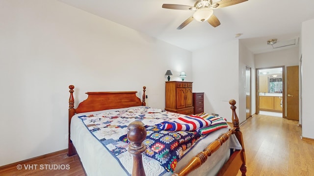 832 Veridian Way Unit 832, Cary, IL 60013 - bedroom featuring light wood finished floors, ensuite bath, and a ceiling fan