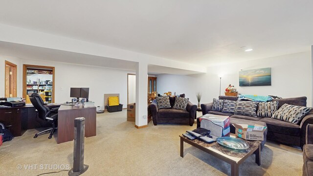 832 Veridian Way Unit 832, Cary, IL 60013 - living room with a desk, light colored carpet, and recessed lighting