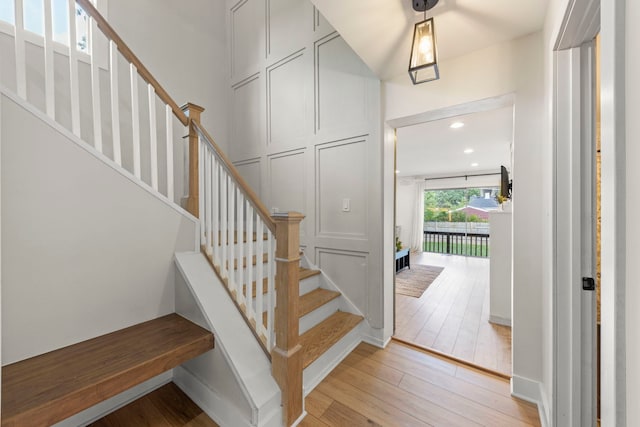523 Kipling Ct, Wheaton, IL 60187 - stairs featuring hardwood / wood-style flooring and recessed lighting