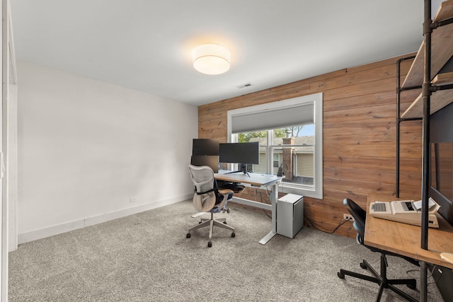 523 Kipling Ct, Wheaton, IL 60187 - carpeted home office with wood walls and baseboards