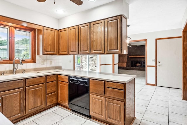 207 Hammitt Dr, Normal, IL 61761 - kitchen featuring dishwasher, healthy amount of natural light, a peninsula, and ceiling fan