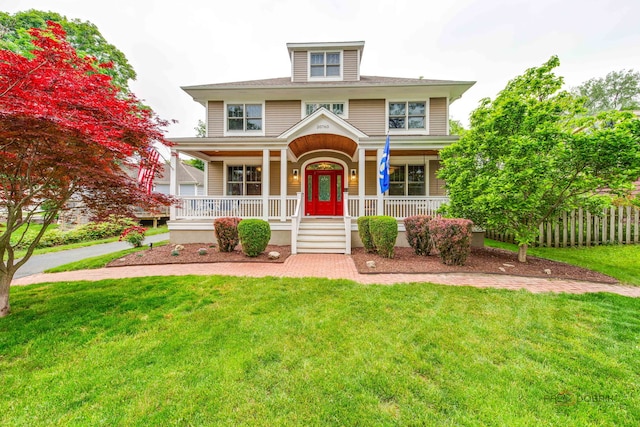 20760 N Florence Ave, Lincolnshire, IL 60069 - american foursquare style home featuring a porch and a front yard
