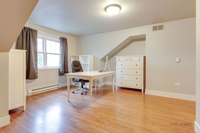 20760 N Florence Ave, Lincolnshire, IL 60069 - home office with a baseboard heating unit and light wood-style flooring