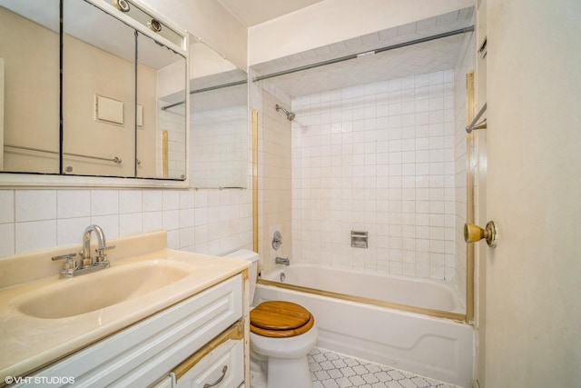 9423 Bay Colony Dr Unit 3N, Des Plaines, IL 60016 - bathroom featuring vanity, shower / washtub combination, tile walls, and tile patterned floors