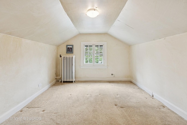 822 Clinton Pl, Evanston, IL 60201 - additional living space featuring radiator heating unit, vaulted ceiling, and carpet