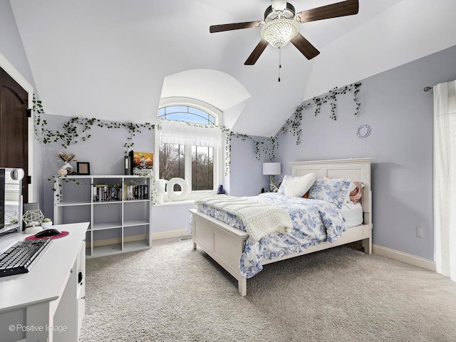 22 Yorkshire Woods, Oak Brook, IL 60523 - bedroom with vaulted ceiling, light carpet, and a ceiling fan