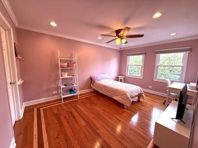 1860 Dorchester Ave, Algonquin, IL 60102 - bedroom with wood finished floors, recessed lighting, crown molding, and ceiling fan