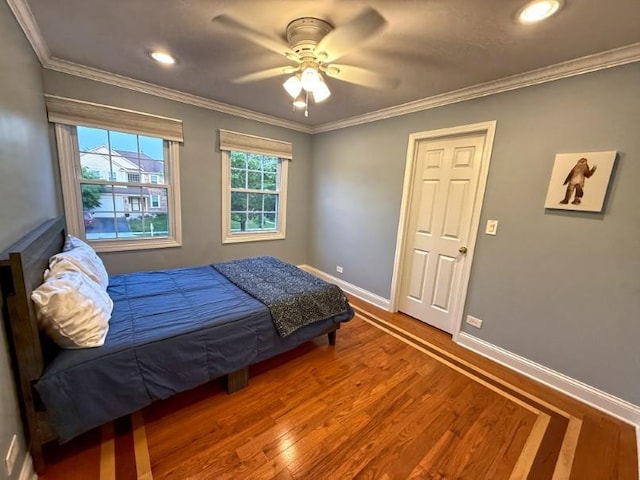 1860 Dorchester Ave, Algonquin, IL 60102 - bedroom with wood finished floors, ornamental molding, recessed lighting, and a ceiling fan