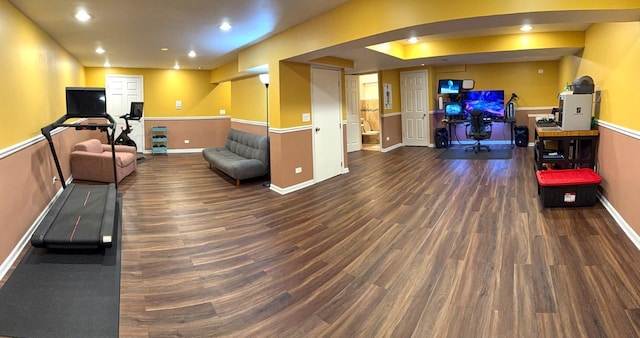 1860 Dorchester Ave, Algonquin, IL 60102 - workout room featuring wood finished floors and recessed lighting