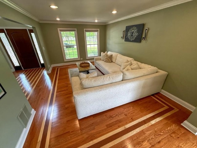 1860 Dorchester Ave, Algonquin, IL 60102 - living area with wood finished floors, recessed lighting, and ornamental molding
