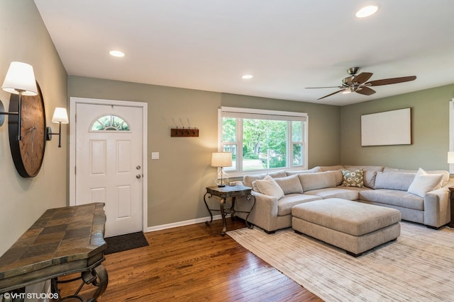 30300 N E End Ave, Libertyville, IL 60048 - living room featuring wood finished floors, recessed lighting, and ceiling fan
