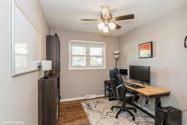 30300 N E End Ave, Libertyville, IL 60048 - home office with dark wood-type flooring and a ceiling fan