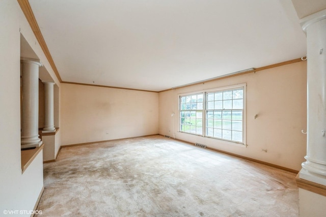 1940 Cypress Ln, Northbrook, IL 60062 - carpeted spare room featuring ornate columns and ornamental molding