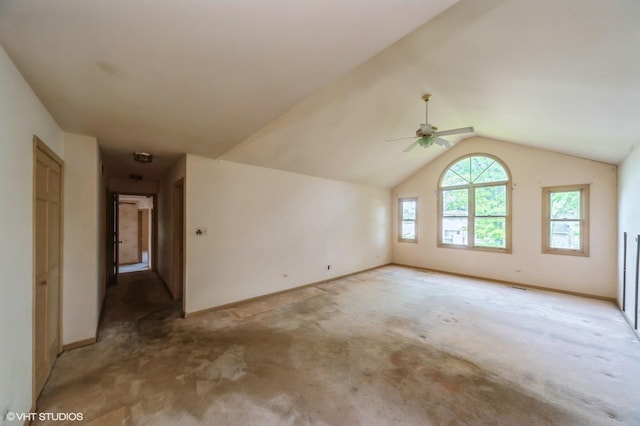 1940 Cypress Ln, Northbrook, IL 60062 - spare room with vaulted ceiling, ceiling fan, and light carpet