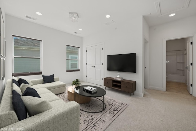 1434 Somerset Pl, Barrington, IL 60010 - living room with light carpet and recessed lighting