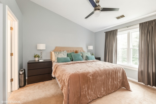 1190 Harbor Ct Unit 1190, Glendale Heights, IL 60139 - bedroom with light carpet, vaulted ceiling, and a ceiling fan