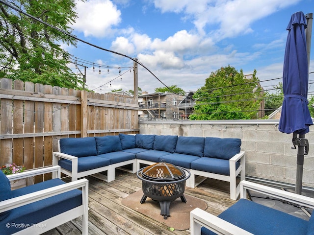 1310 N Western Ave Unit 2N, Chicago, IL 60622 - wooden terrace with an outdoor living space with a fire pit