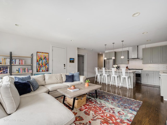 1310 N Western Ave Unit 2N, Chicago, IL 60622 - living area with dark wood-style floors and recessed lighting
