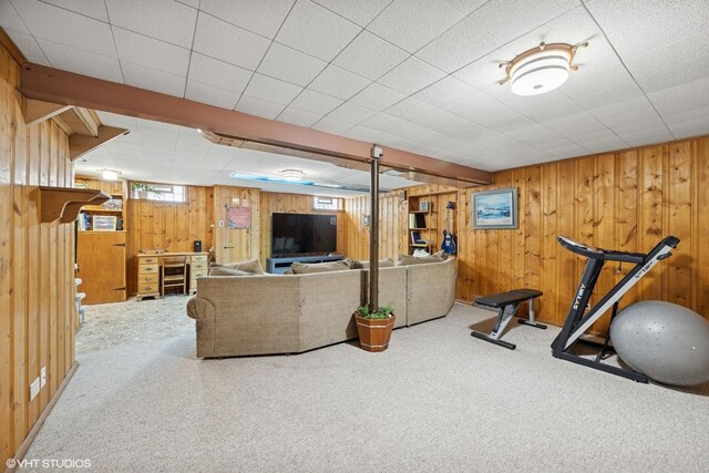 1609 Boeger Ave, Westchester, IL 60154 - carpeted living room with wooden walls