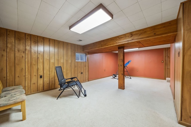 3112 Cedar Ter, Island Lake, IL 60042 - unfurnished room with carpet flooring and wood walls