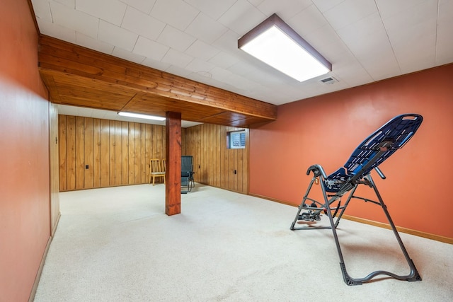 3112 Cedar Ter, Island Lake, IL 60042 - exercise area featuring carpet and wood walls