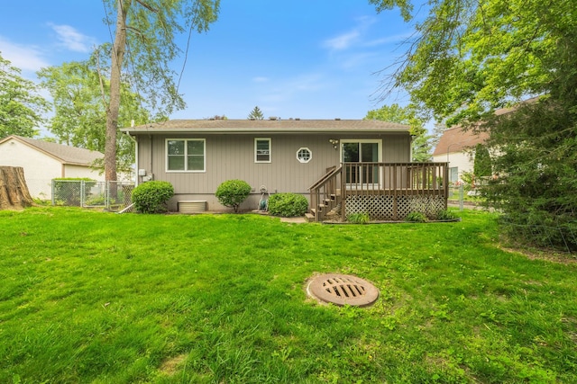 3112 Cedar Ter, Island Lake, IL 60042 - rear view of house featuring a wooden deck