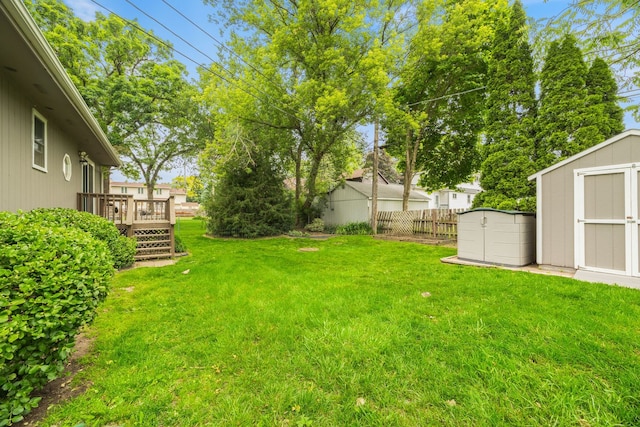 3112 Cedar Ter, Island Lake, IL 60042 - view of yard with a storage unit and a deck