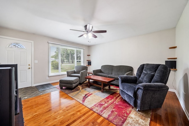 3112 Cedar Ter, Island Lake, IL 60042 - living area featuring hardwood / wood-style floors and ceiling fan