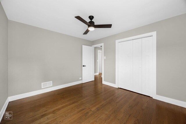 3800 W 82nd St, Chicago, IL 60652 - unfurnished bedroom featuring wood finished floors, a closet, and a ceiling fan