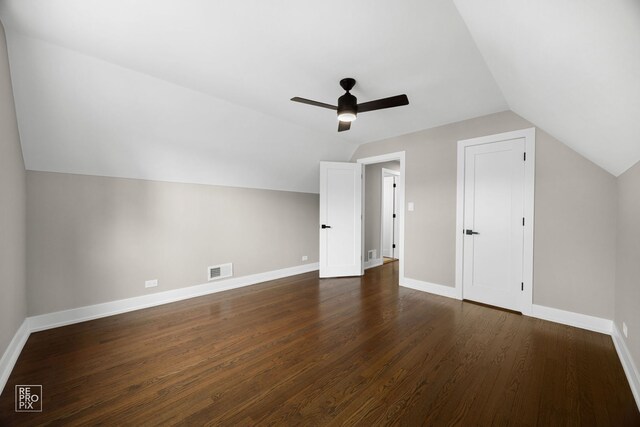 3800 W 82nd St, Chicago, IL 60652 - additional living space with ceiling fan, lofted ceiling, and dark wood finished floors