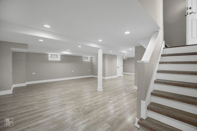 3800 W 82nd St, Chicago, IL 60652 - basement with recessed lighting, stairway, and light wood-style flooring