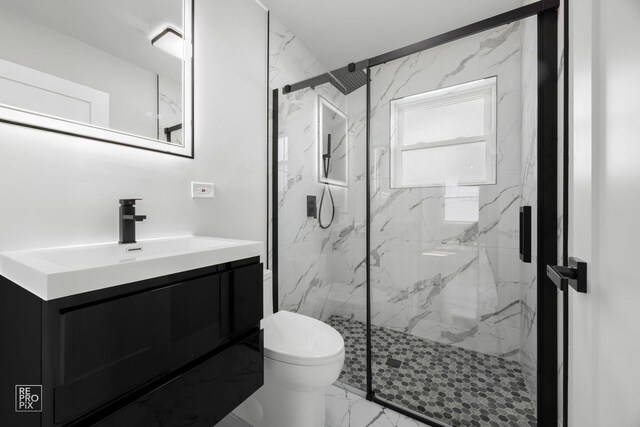 3800 W 82nd St, Chicago, IL 60652 - full bath with marble finish flooring, a marble finish shower, and vanity