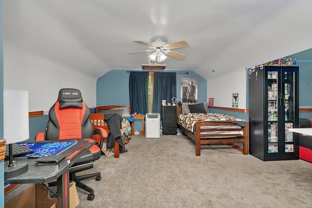 31330 S Seltzer Rd, Wilmington, IL 60481 - bedroom with carpet floors, lofted ceiling, and ceiling fan