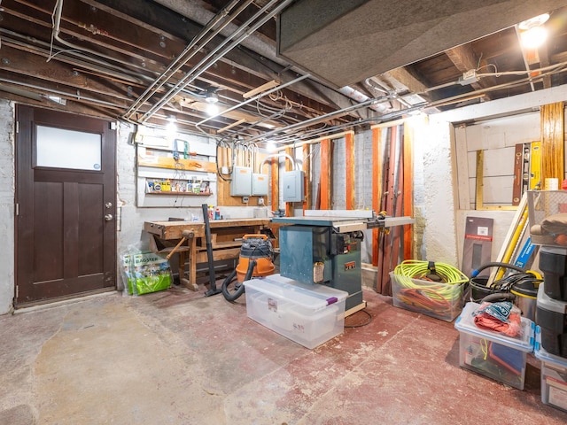 2435 Davisson St, River Grove, IL 60171 - unfinished basement featuring a workshop area and electric panel