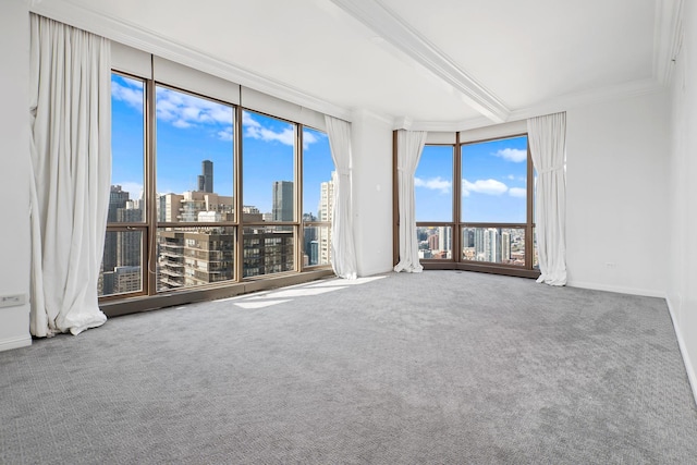 21 E Huron St Unit 4701, Chicago, IL 60611 - unfurnished room with a view of skyline, carpet flooring, and ornamental molding