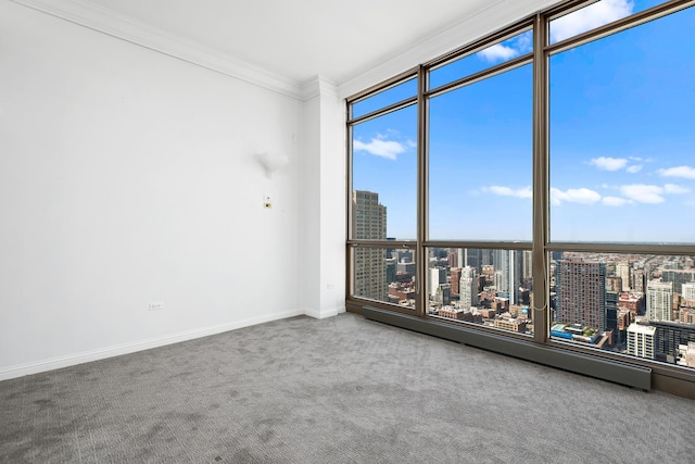 21 E Huron St Unit 4701, Chicago, IL 60611 - carpeted empty room with crown molding, a view of city, and expansive windows