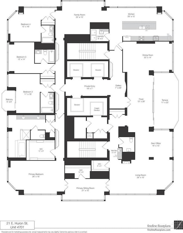 21 E Huron St Unit 4701, Chicago, IL 60611 - view of floor plan / room layout