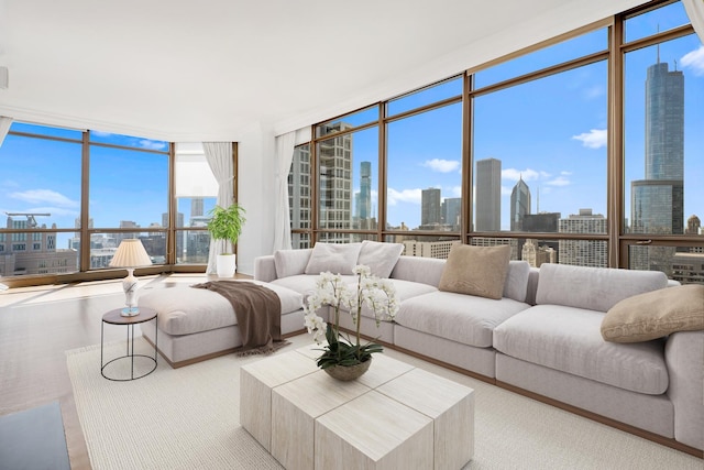 21 E Huron St Unit 4701, Chicago, IL 60611 - living room featuring a skyline view and a wall of windows