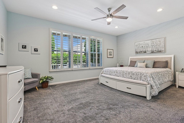 1845 Avon Dr, Hoffman Estates, IL 60192 - bedroom featuring carpet flooring, recessed lighting, and a ceiling fan