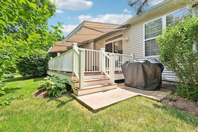1845 Avon Dr, Hoffman Estates, IL 60192 - wooden terrace featuring a grill and a lawn
