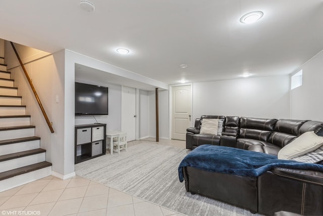 127 Elm St, Glenview, IL 60025 - living area featuring stairway and light tile patterned flooring