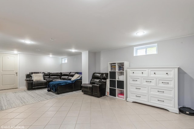 127 Elm St, Glenview, IL 60025 - living room featuring recessed lighting and light tile patterned flooring