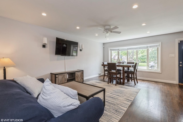 127 Elm St, Glenview, IL 60025 - living area with recessed lighting, a ceiling fan, and wood finished floors