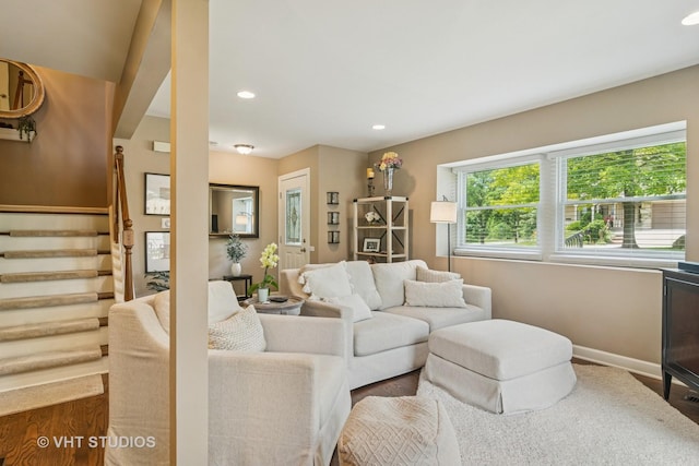 884 Bristol Dr Unit 0, Barrington, IL 60010 - living area featuring stairs, recessed lighting, and wood finished floors
