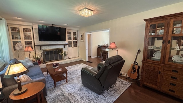 1317 N Mitchell Ave, Arlington Heights, IL 60004 - living area featuring wood finished floors and a brick fireplace
