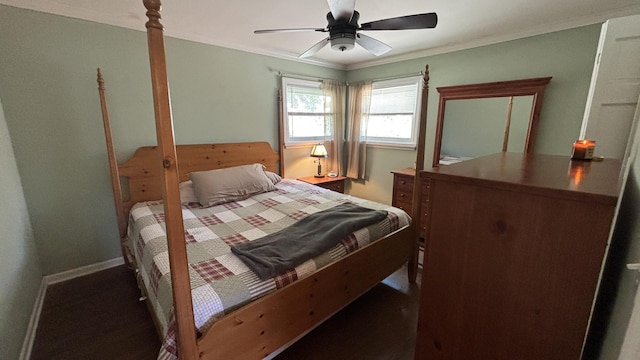 1317 N Mitchell Ave, Arlington Heights, IL 60004 - bedroom featuring ornamental molding, a ceiling fan, and carpet