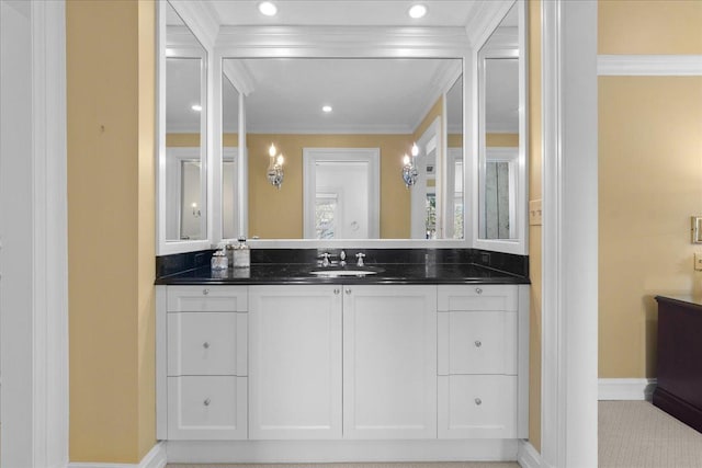 1300 Hackberry Ln, Winnetka, IL 60093 - bathroom featuring crown molding and vanity