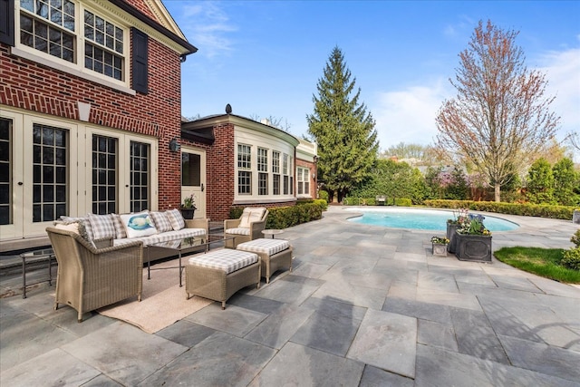 1300 Hackberry Ln, Winnetka, IL 60093 - view of patio featuring french doors, an outdoor pool, and an outdoor hangout area
