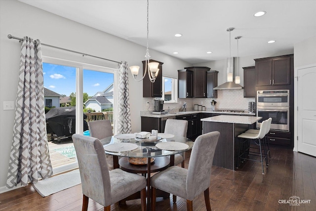 808 Karen Dr, Hampshire, IL 60140 - dining space with dark wood finished floors and recessed lighting