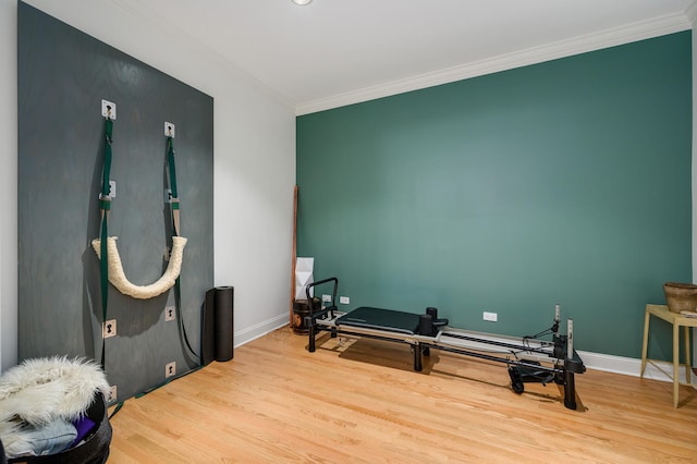 824 W Armitage Ave Unit 2Cd, Chicago, IL 60614 - workout area with wood finished floors and crown molding